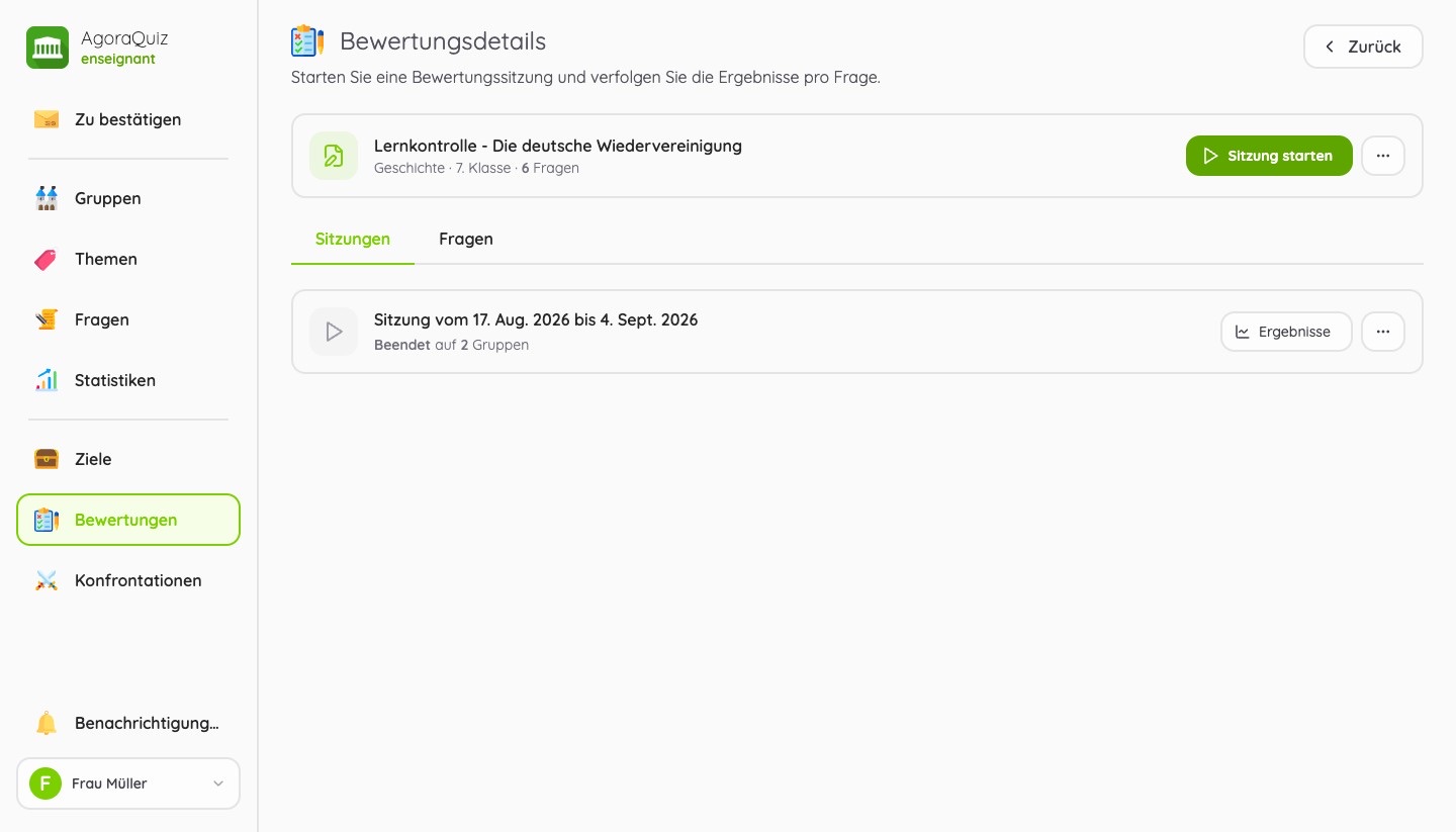 Sitzungen eines Tests
