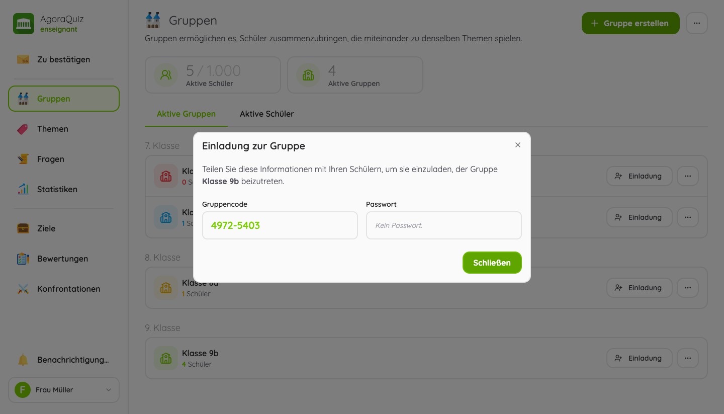 Einladungscode einer Gruppe