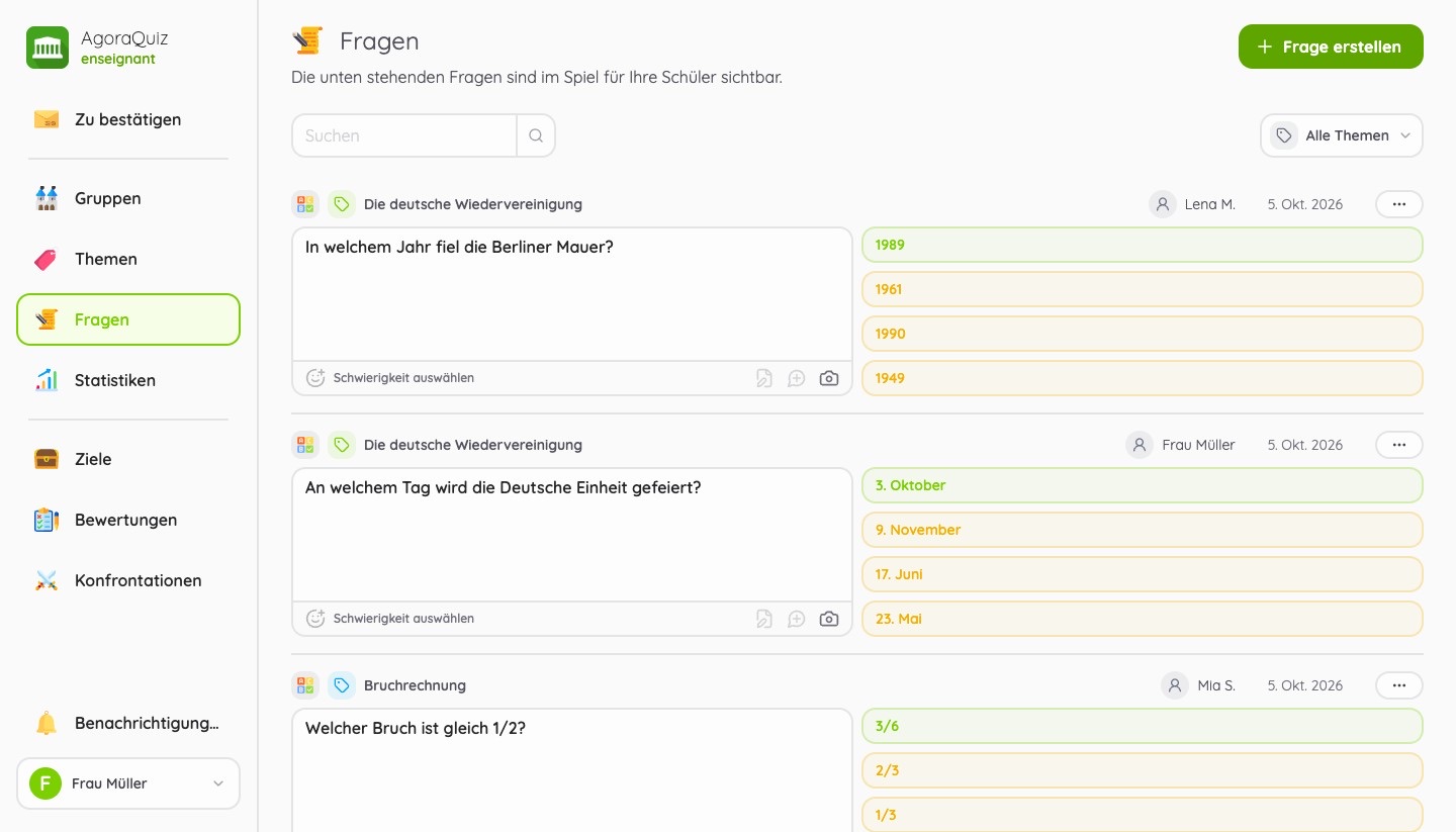 Fragen im Spiel