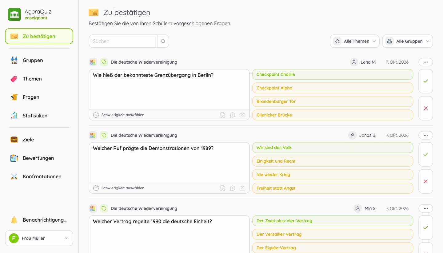 Fragen, die auf Freigabe warten
