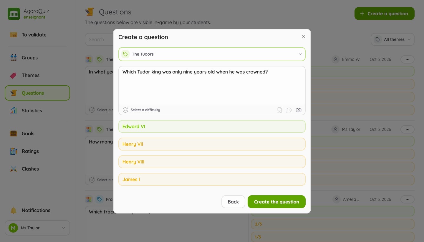 Creating a question