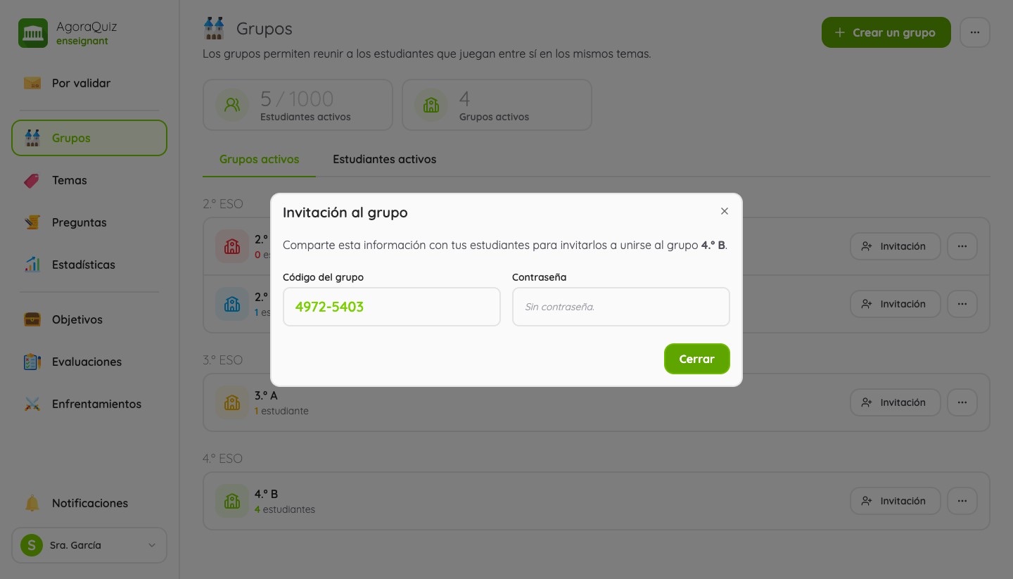 Código de invitación de un grupo