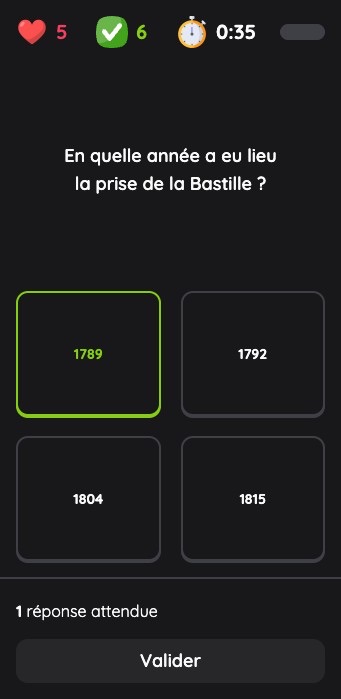 Vue élève : réponse à une question sur téléphone