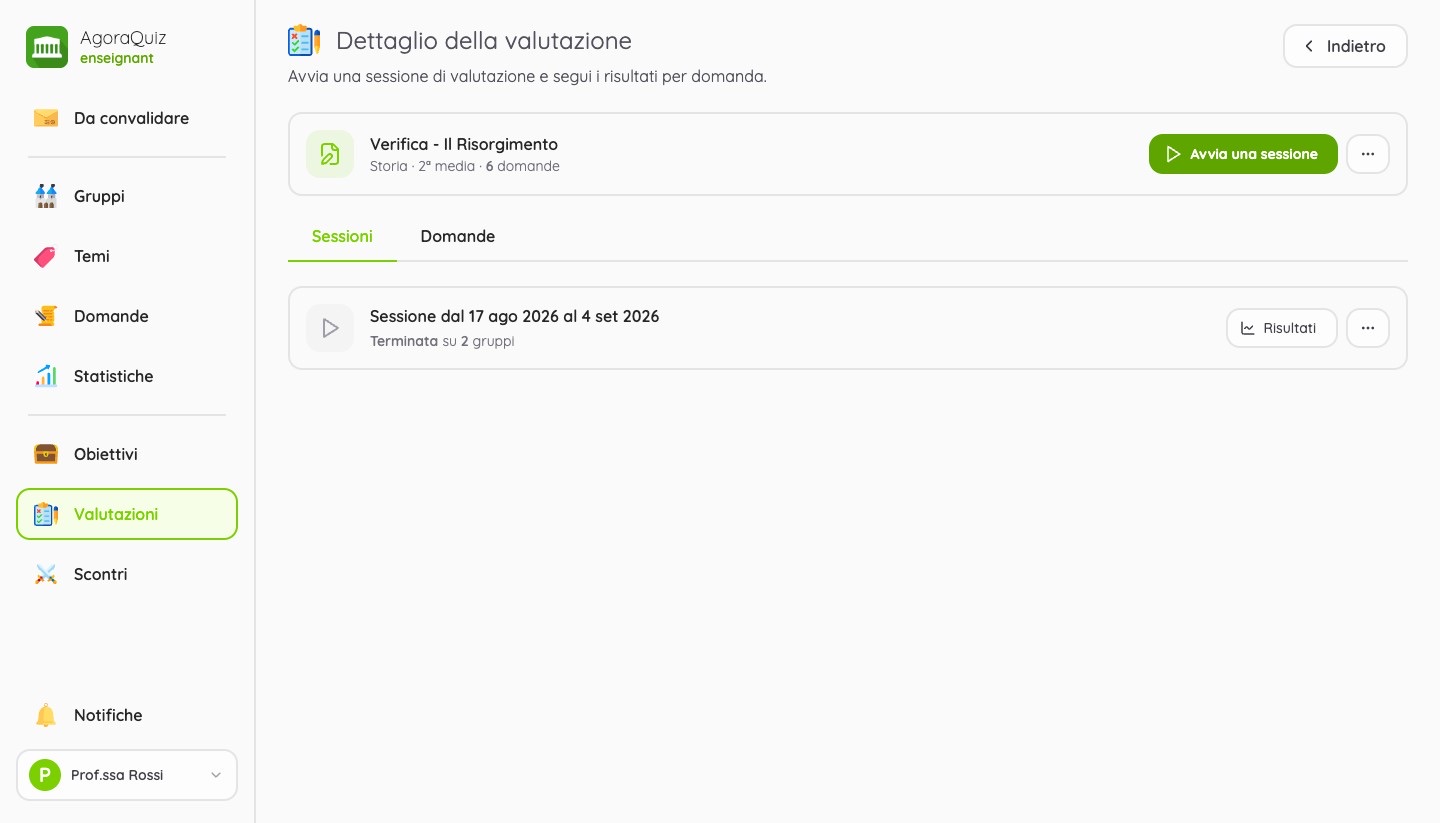 Sessioni di una valutazione